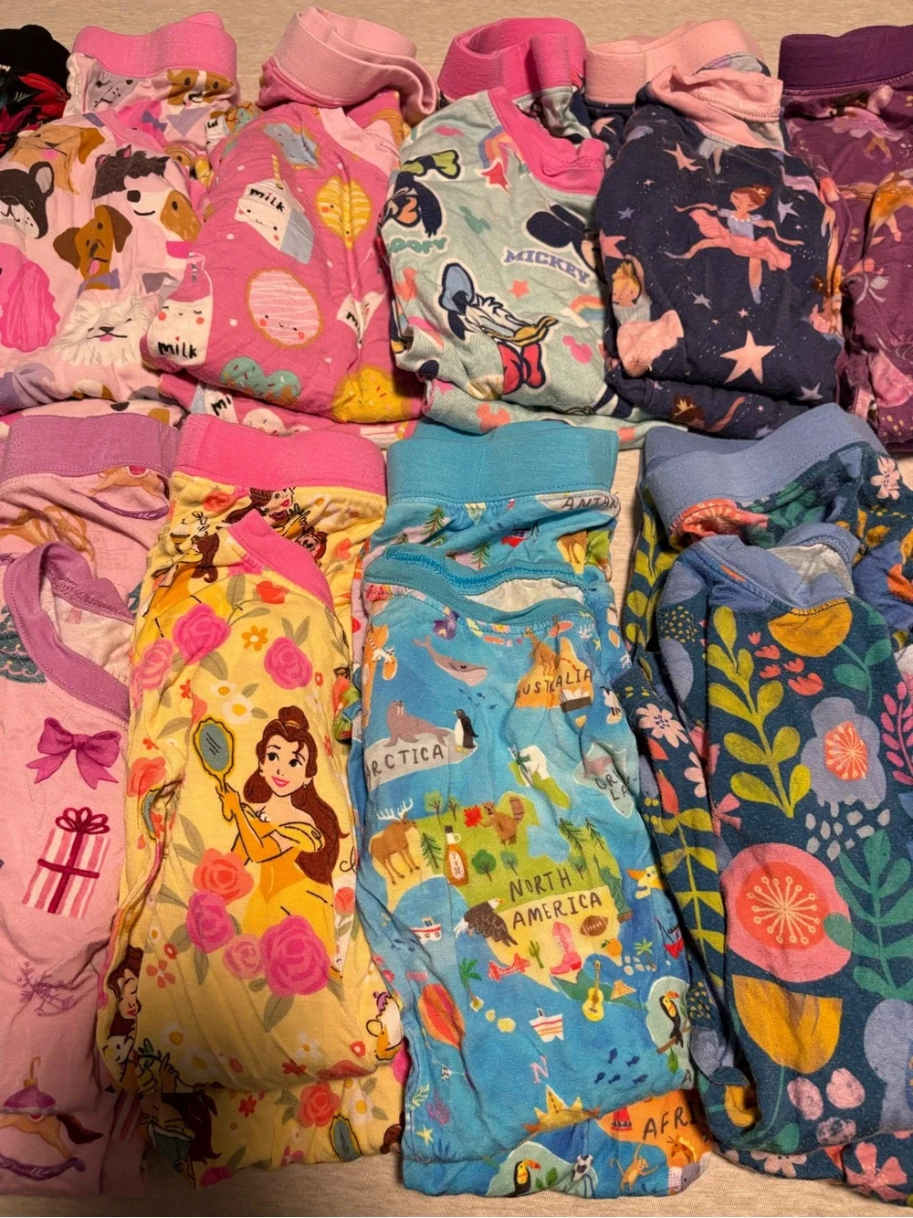 16 Pair Girl’s Little Sleepies pajamas, size 4t